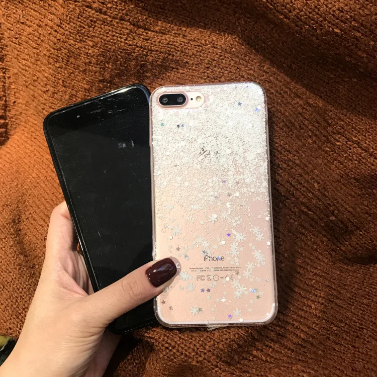 Роскошные Стразы с блестками Снежинка силиконовый чехол для iPhone 6 S 7 8 Puls X