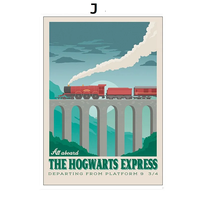 8 Холст плакат Экспресс Diagon аллея Hogsmeade настенная художественная живопись киноплакаты домашний декор наклейка на стену - Цвет: 8