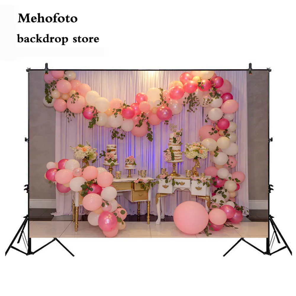 Mehofoto фоны для фотосъемки воздушные шары белый занавес фотосессия фон День