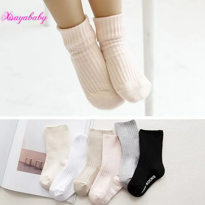 

2pairs/lot Lovely Cotton Baby Socks Solid Color Children Socks For boys girls white gray Soft Breathable socks meias infantil