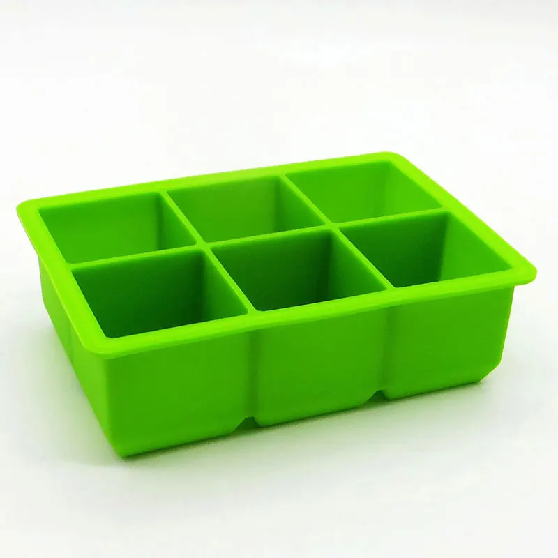 6 Cells Green DIY креативный большой кубик льда, форма квадратной формы, силиконовый лоток для льда, фруктовый Желейный кубик для льда, форма для мыла, кухонные аксессуары - Цвет: 6 Cells Green