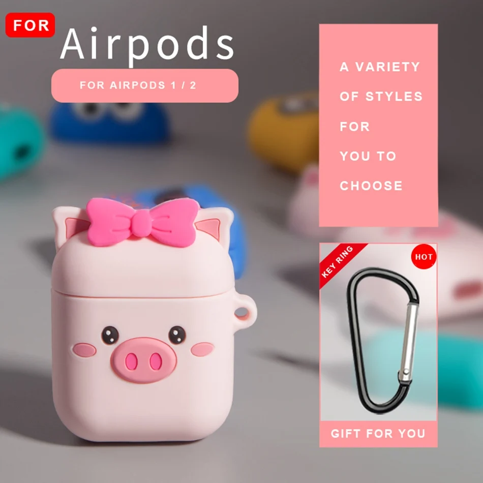 19T 3D чехол для наушников для Airpods, силиконовый чехол с милым мультяшным осликом, чехол для наушников для Apple Air pods, чехол для наушников, аксессуары - Цвет: 19T