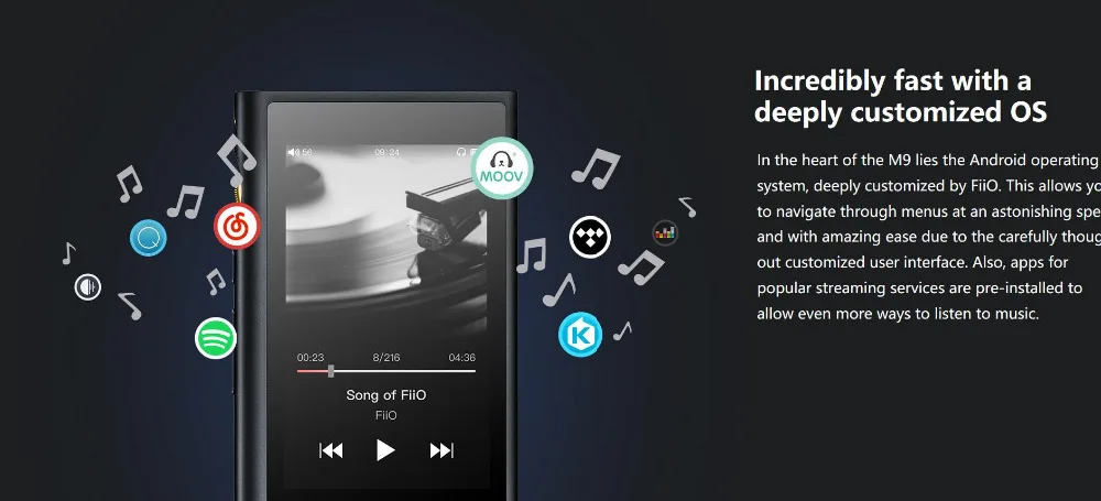 FiiO M9 Портативный Аудио плеер высокого разрешения AK4490EN* 2 Поддержка Wi-Fi Bluetooth DSD128 USB аудио DAC SPDIF выход