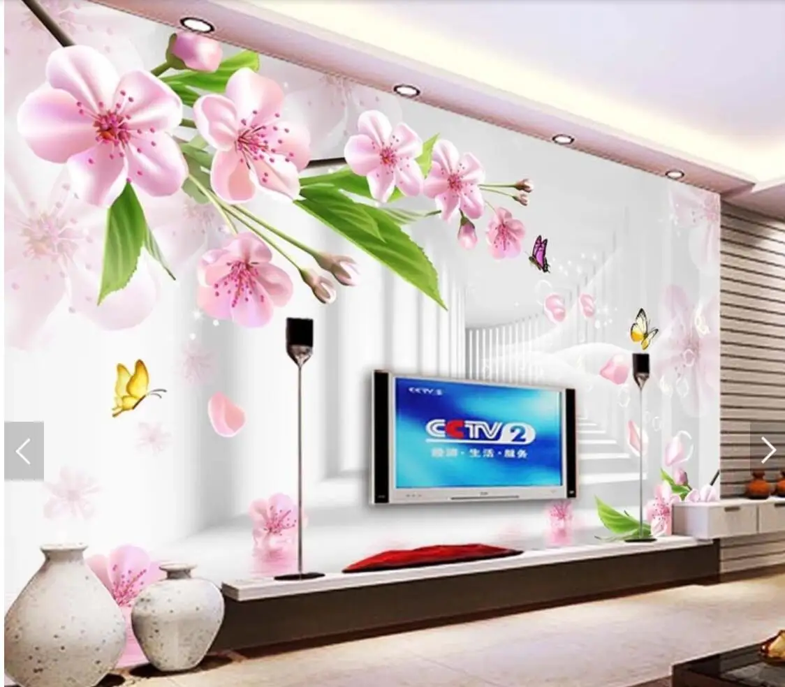 8D Papel Mural Flower Wallpaper 3D Floral Wall paper Photo Murals Bedroom TV Backside 5D Decor Roll Custom | Обустройство дома