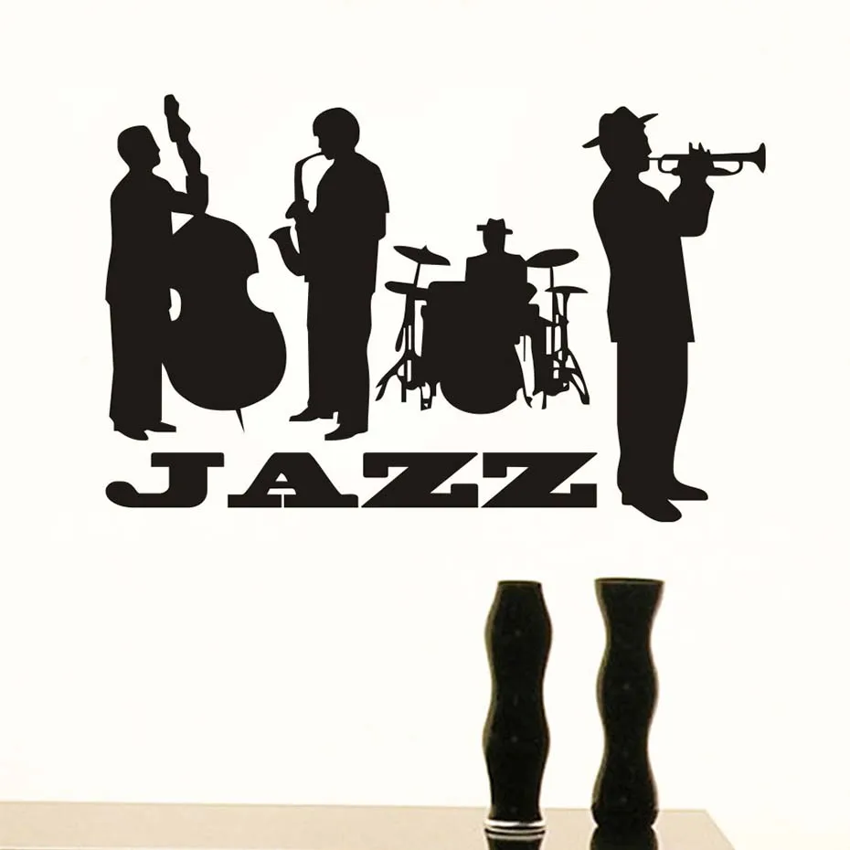 Креативный Jazz Four Boy Play Music Pattern настенный стикер для магазина Декор на окно