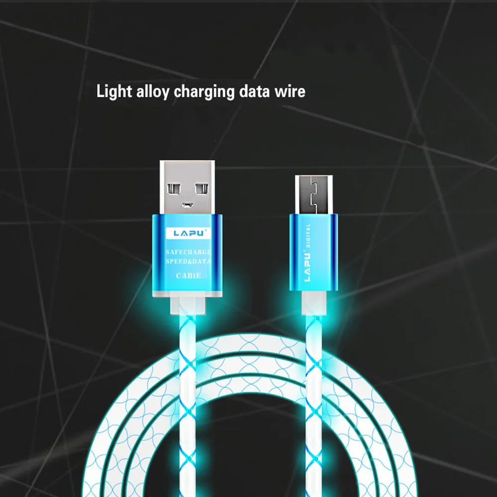 Светящийся USB кабель 1 м для синхронизации данных и зарядки шнур из ткани
