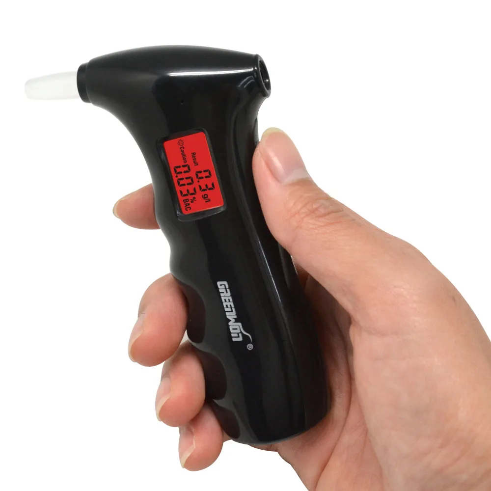2019 Free shipping greenwon  handheld shape Alcohol Tester 65s Digital Breathalyzer with red backlights (0.19% BAC Max)