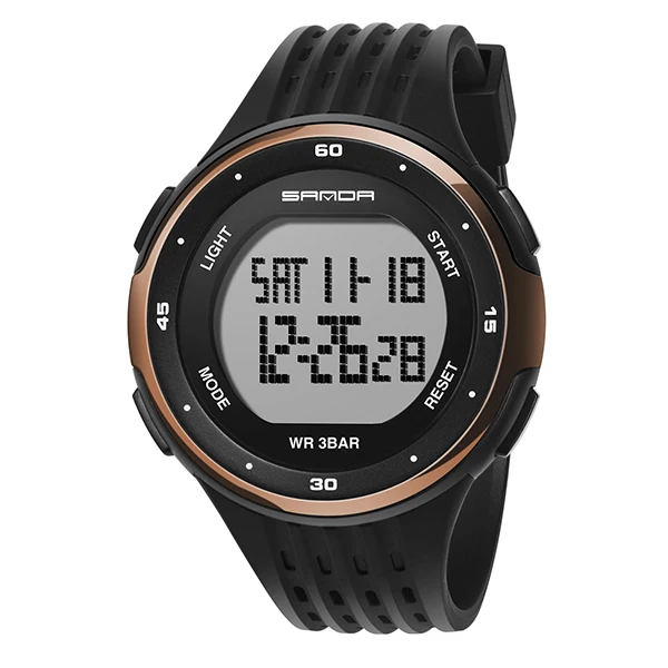 black rose gold SANDA 338 Fashion Sport Watch Women Electronic LED Digital Watch Waterproof Ladies Wrist watches montre femme relogio feminino - Цвет: black rose gold