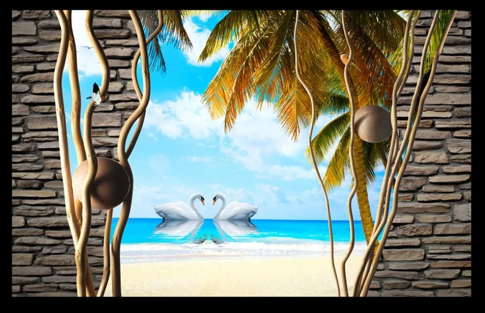 Пользовательские 3D обои для детской комнаты кокосовый Лебедь комната мальчиков