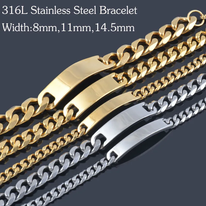 Новый классический чарм браслет из 316 нержавеющей стали покрытой 18К Золотом и