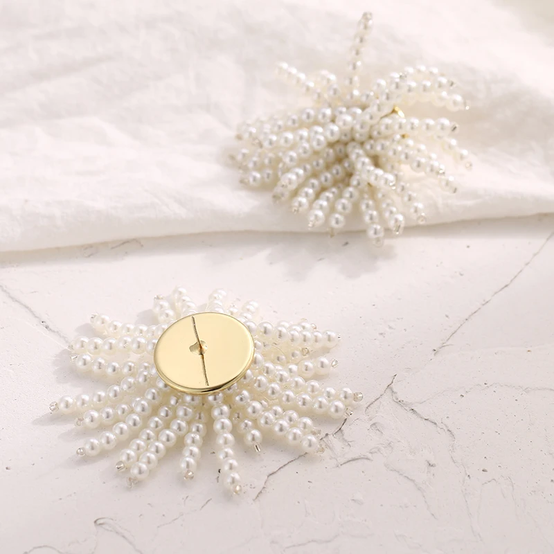 YMYW Korean Romantic Imitation Pearl Luxury Handmade Tassel Charm Personalize Flowers Stud Earrings Oorbellen 2019 for Women | Украшения и