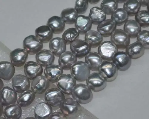 

Лот 5 brins AA + 8 - 9 мм lustre Rare gris nugget perles d'eau douce