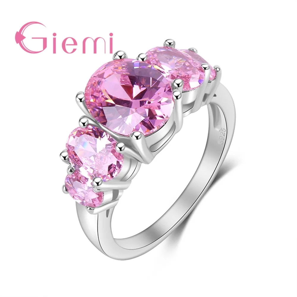 

Charming Sweet Cute Peach Pink Flower Crystal Romantic Wedding Ceremony Party Women Birthday Present 925 Sterling Silver
