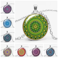 fashion charm and fame kaleidoscope series buddhist yoga mandala time glass gem necklace choker necklace round pendant