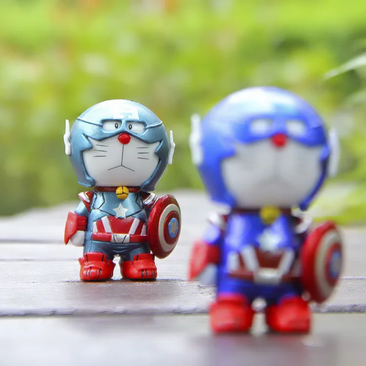 Фигурка Marvel Captain America cos Doraemon 6 5 см ПВХ анимация подарки мультяшная коллекция