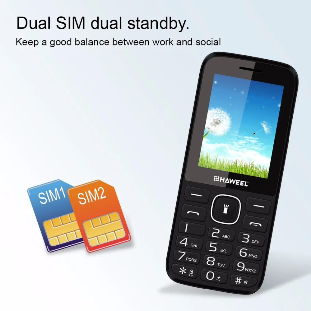 Оригинал Haweel X1 Сотовый Телефон Русская Клавиатура 2.4 дюймов Dual SIM мобильные