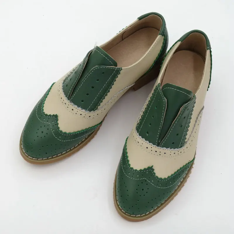 Туфли оксфорды женские на шнуровке повседневные броги круглый носок низкий