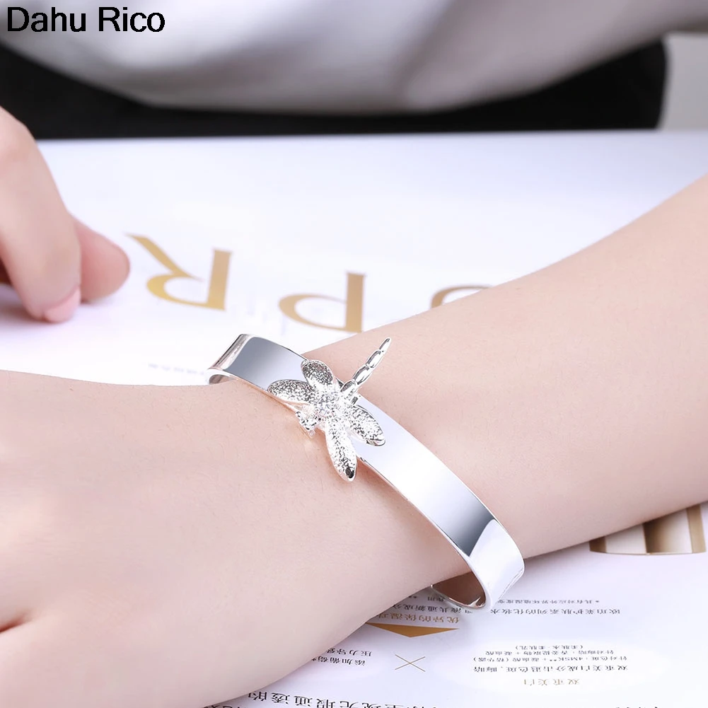 Стрекоза камень браслет с насекомыми jonc серебряный цвет nova Горячая жена sevgiliye