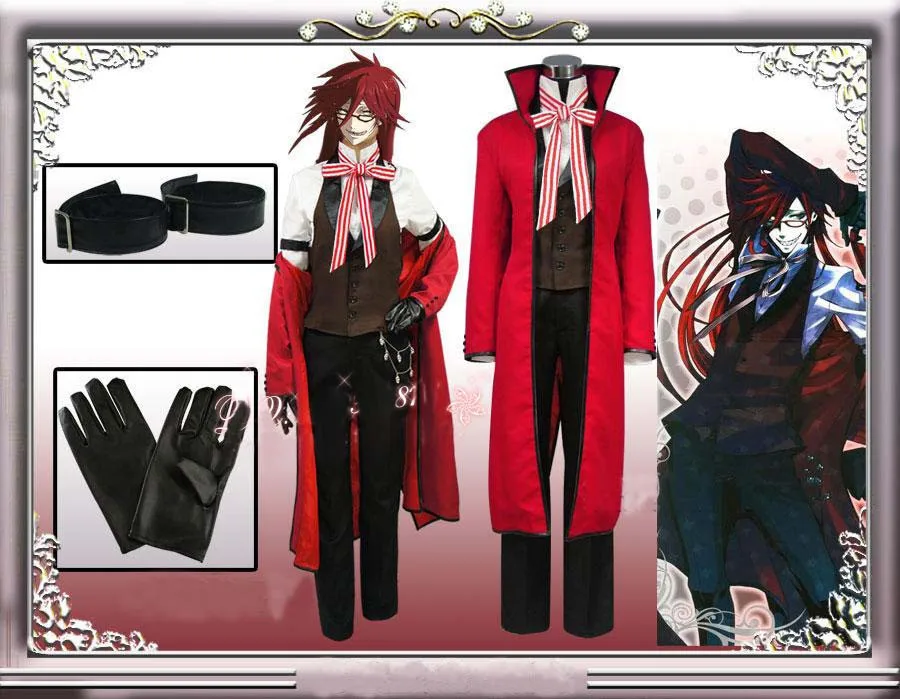 Черный Дворецкий красный Grell Sutcliff Косплей костюмы по индивидуальному заказу все