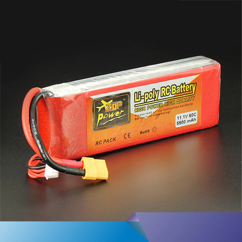 Новый 2 предмета ZOP Мощность 11 1 V 5500 mAh 3 S 60C Lipo Батарея XT60 T штекер Перезаряжаемые