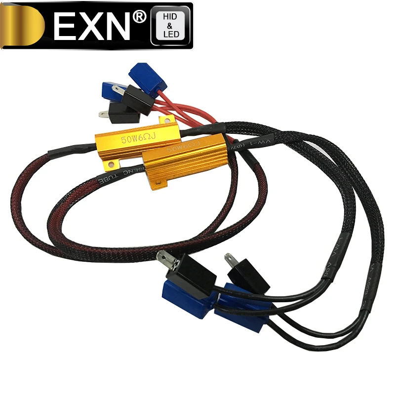 EXN светодиодный декодер H1 H3 H4 H13 H7 H8 H11 9005 9006 9004 9007 50 Вт 6ohm Противотуманные огни Canbus