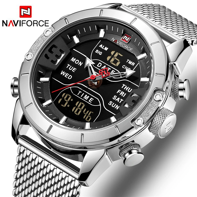 NAVIFORCE часы мужские люксовый бренд Мужские кварцевые спортивные военные часы цифровые повседневные Электронные Водонепроницаемые часы Relogio Masculino