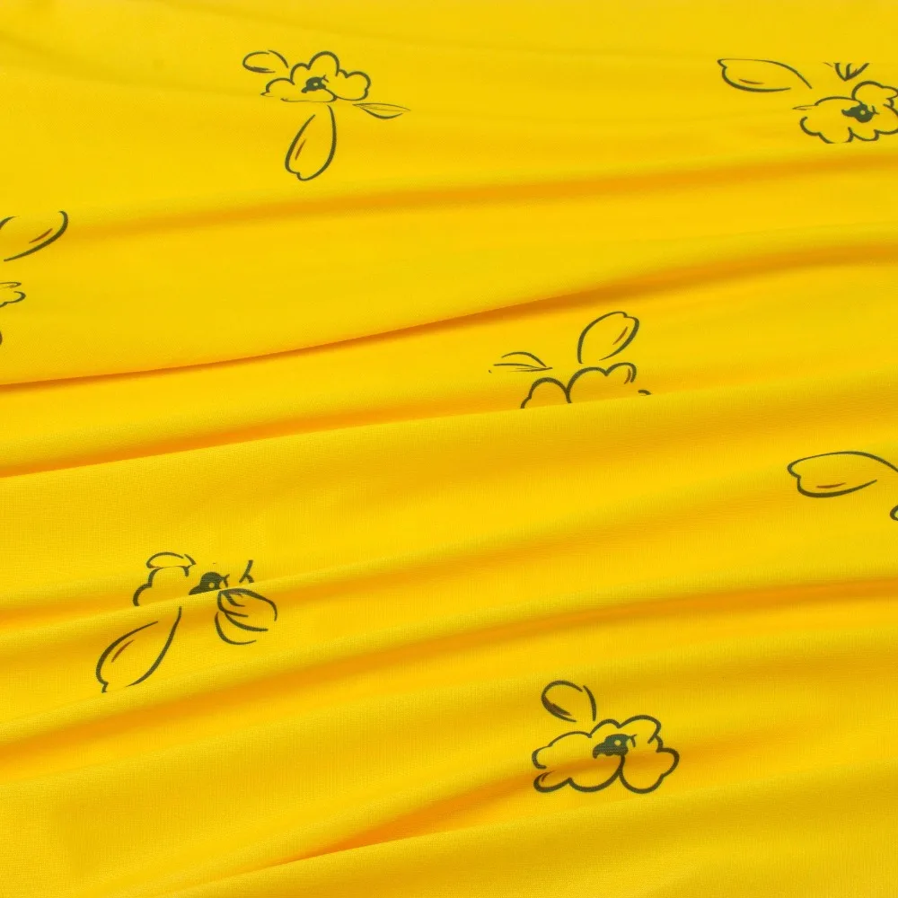 Распродажа женское платье с круглым вырезом и принтом желтое длинное