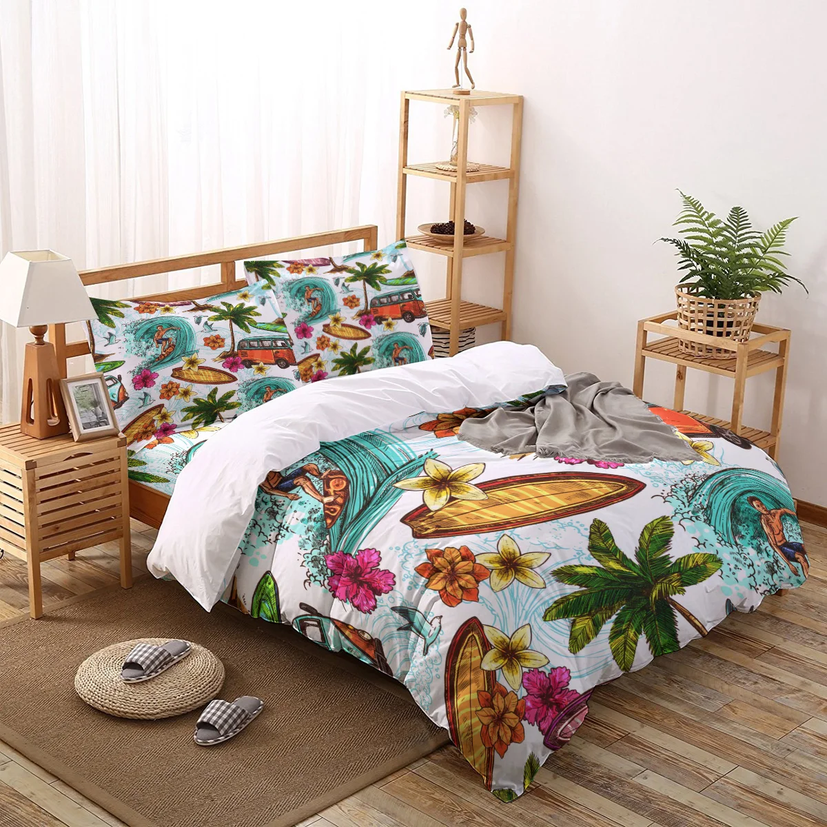 FamilyDecor Пляжный набор постельного белья для серфинга, роскошное покрывало, Комплект постельного белья s 3D King size, красный, синий хлопок, DHL