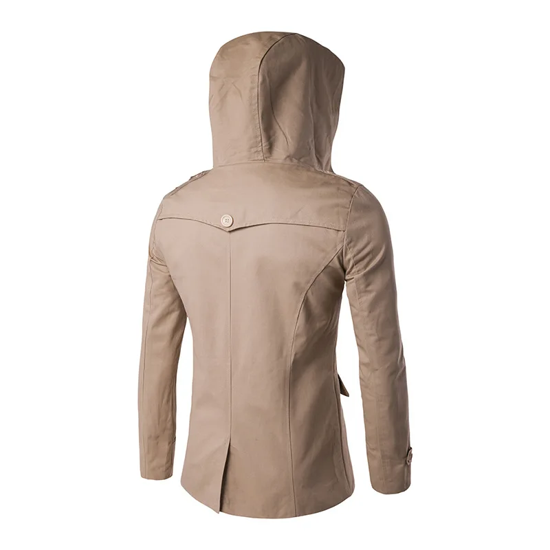 Новинка 2017 Тренч с капюшоном Мужская классическая мода британский стиль для