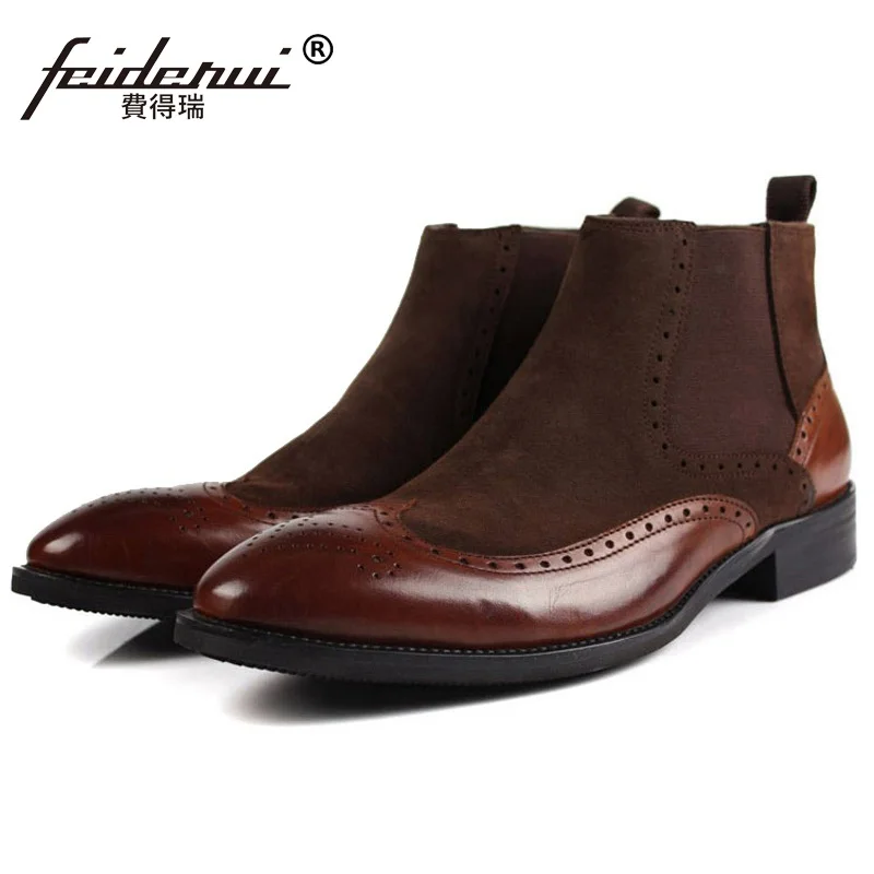 Винтажные Брендовые мужские оксфорды с перфорацией дизайнерские замшевые