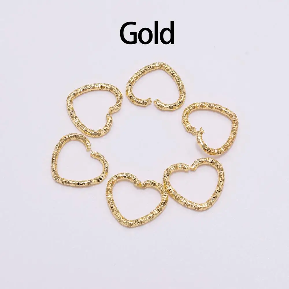 Gold-heart 50-100 шт 8-20 мм серебряные круглые соединительные кольца витые Открытые Кольца jumprings разъем для ювелирных изделий Makings фурнитура DIY - Цвет: Gold-heart