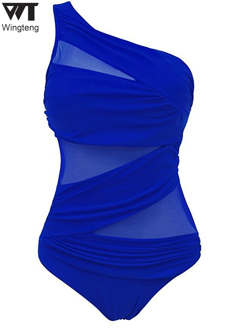 Wingteng Transparent Swimwear One Piece Swimsuit 2017 Beach Wear Female Bathing Suits Monokini Women 4XL | Спорт и развлечения