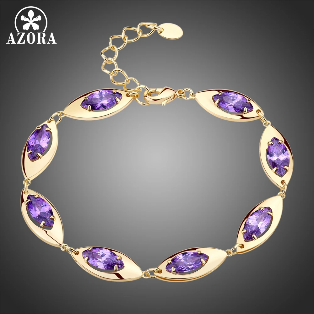 Женский браслет с фианитом AZORA золотистый украшенный TS0183 2019|Цепочки и браслеты| |