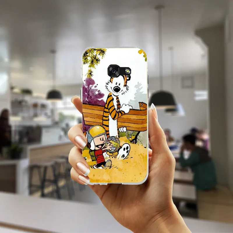 Soft TPU Silicone Transparent Cell Phone Cases Bags For Samsung Galaxy J1 J2 J3 J5 J7 A3 A5 A7 2016 2017 Shell Calvin and Hobbes | Мобильные