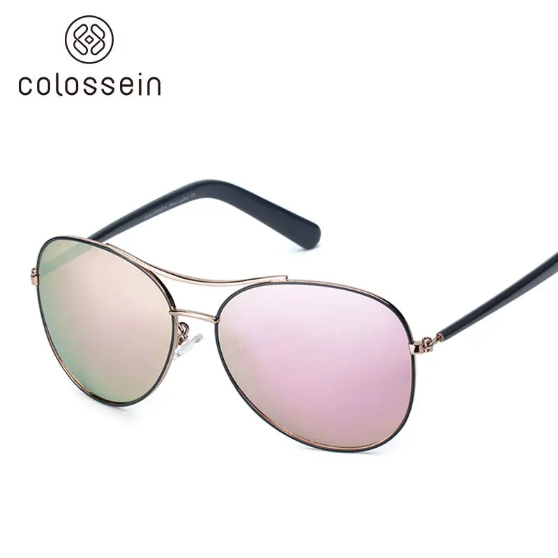 pink COLOSSEIN роскошный дизайн бренд сверхлегкие поляризованные солнцезащитные очки Женские мужские модные Золотая рамка для вождения авиаторы солнцезащитные очки UV400 - Цвет линз: pink
