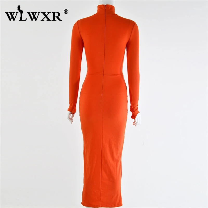 WLWXR Полосатое сексуальное облегающее длинное платье для женщин с длинным рукавом