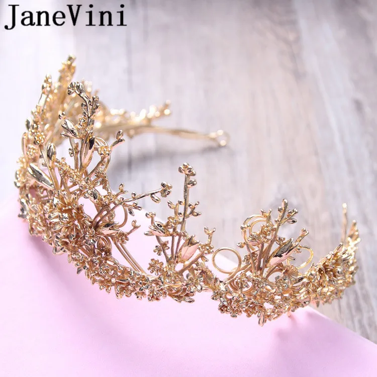 JaneVini 2019 дизайнерские золотые свадебные тиары в стиле барокко корона принцессы