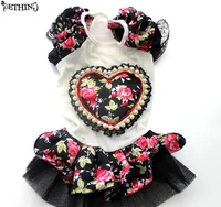 puppy dress cute style pet cat dog flower lace dress party wedding apparel princess dress clothes with heart shap for small pet