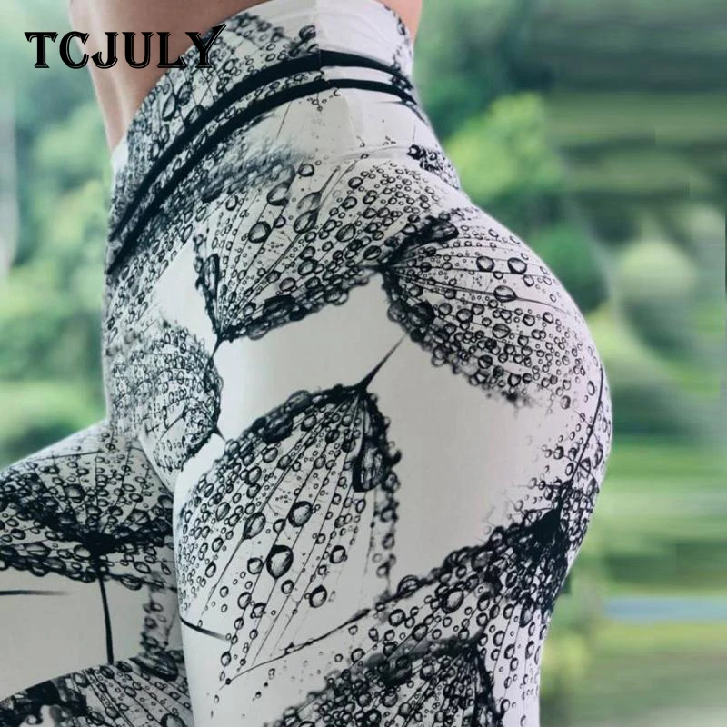 TCJULY леггинсы с принтом в виде капель дождя высокая талия дышащие быстросохнущие
