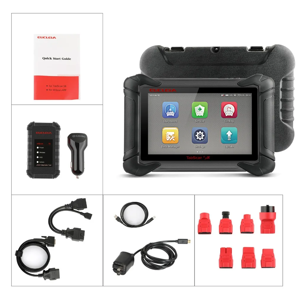 EUCLEIA TabScan S8 OBD2 автомобильный сканер IMMO DPF EPB сброс батареи полная система