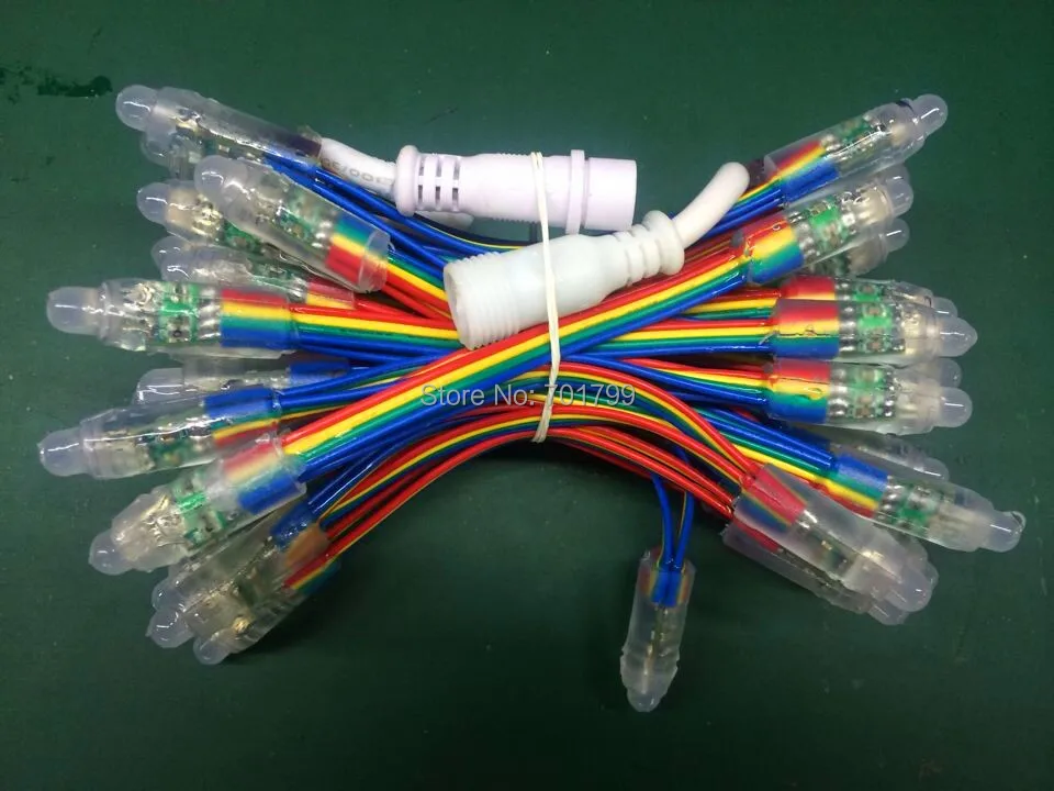 IP68 DC12V вход 12 мм сквозное отверстие светодиодный узел сброса RGB 100 шт. в нитку с 13 5 4