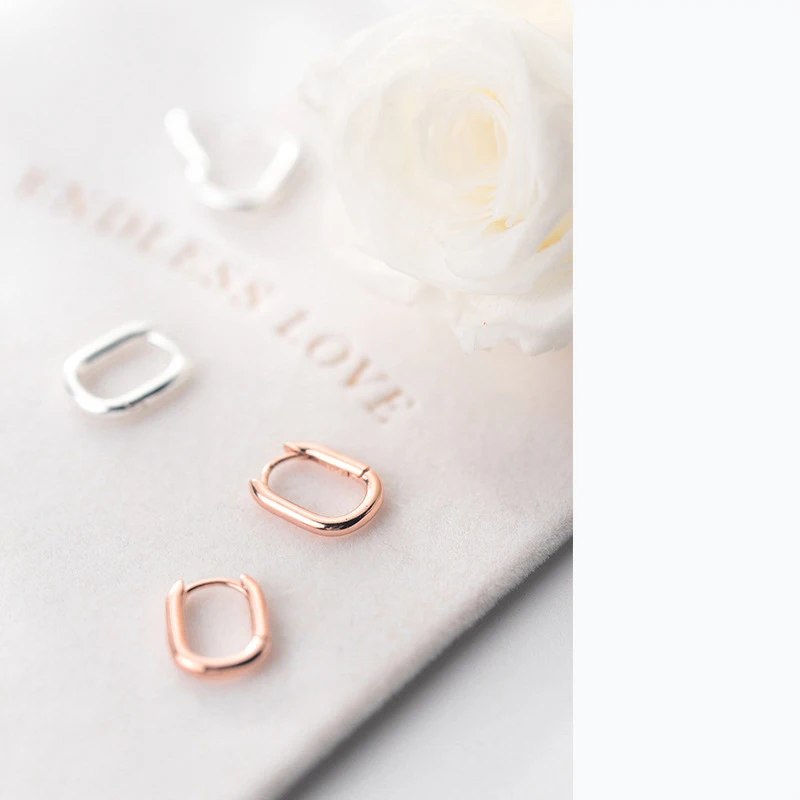 MloveAcc Модные 925 Стерлинговое Серебро Простой квадратный фотоэлемент для женщин