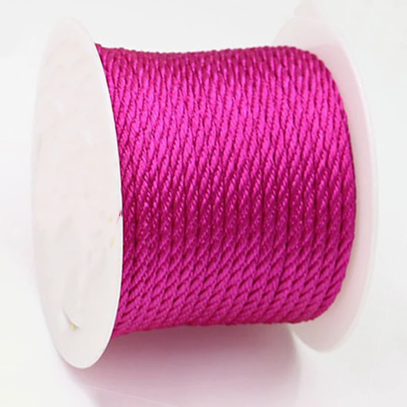 3 мм Розовый Перекрученный Канат из Нейлона + Аксессуары для Ювелирных Изделий Макраме Веревка Браслет Нити для Ожерелья 30м/рулон.