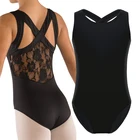 Профессиональный балетный купальник для девочек с цветочным кружевом спортивный гимнастический трико балерины для вечерние детский танцевальный костюм боди