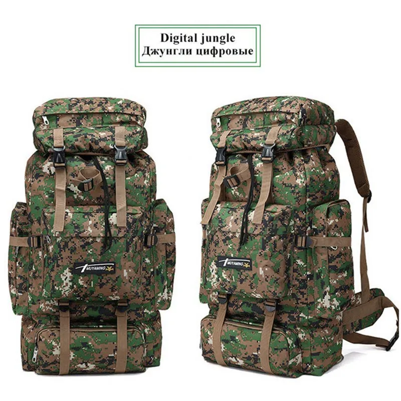Digital jungle 70L Tactical Bag Men Military Backpack Mountaineering Unisex Sport Outdoor Travel Bags Molle Backpacks Hunting Camping Rucksack - Цвет: Digital jungle