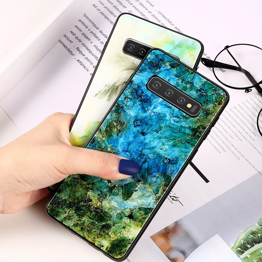 Роскошный чехол KISSCASE из мраморного стекла для Samsung Galaxy A50 A7 2018 S10 Plus S10e S8 S9 Fundas |