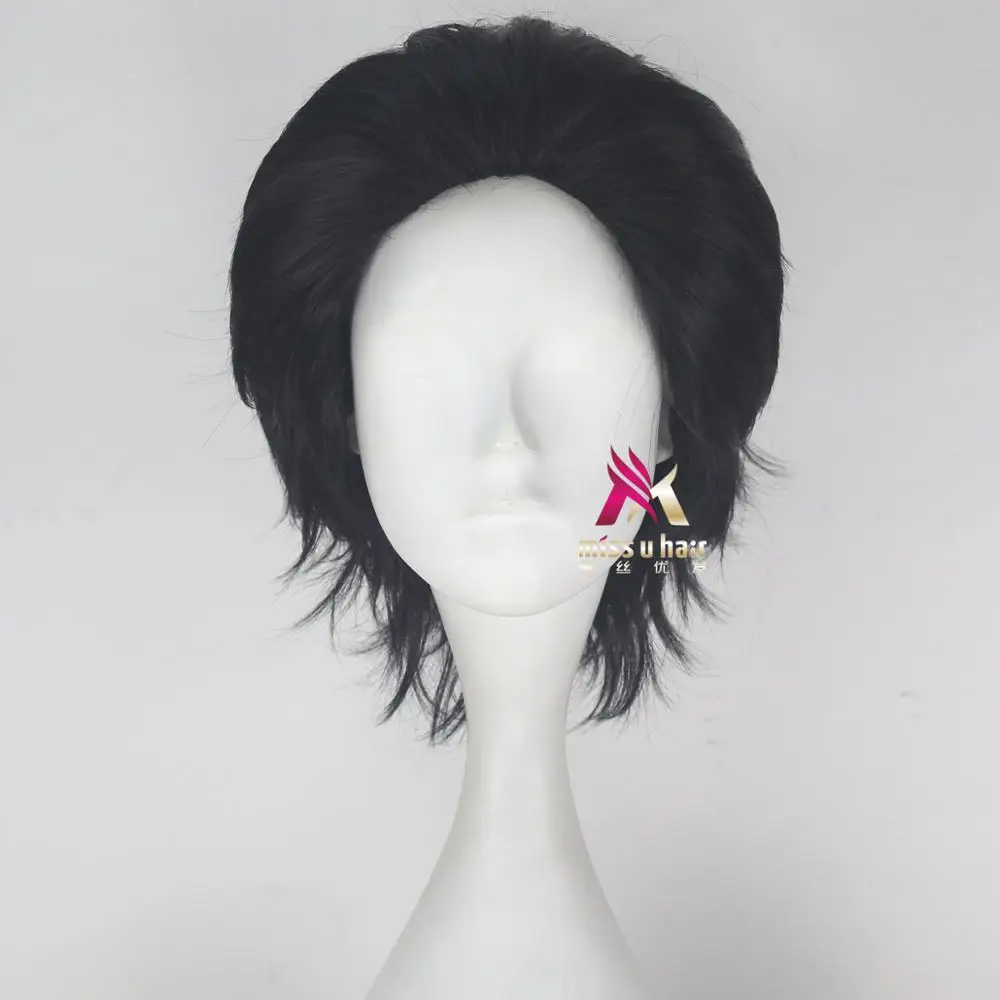 Miss U Hair для мужчин унисекс 33 см короткие прямые волосы синтетические Auburn черный красный цвет Хэллоуин косплей костюм парик ролевые игры парик