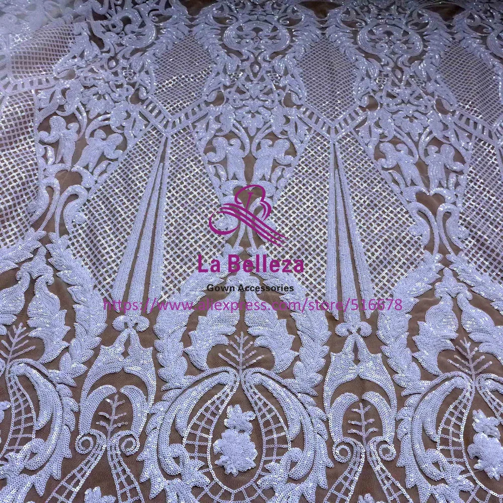

New fashion show 6colors sparkling sequins on Elastic mesh embroidery lace fabric wedding/party/evening dress lace fabric 1yard