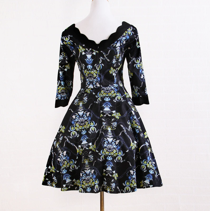 Женское винтажное платье с цветочным принтом элегантное в английском стиле 50 60 х