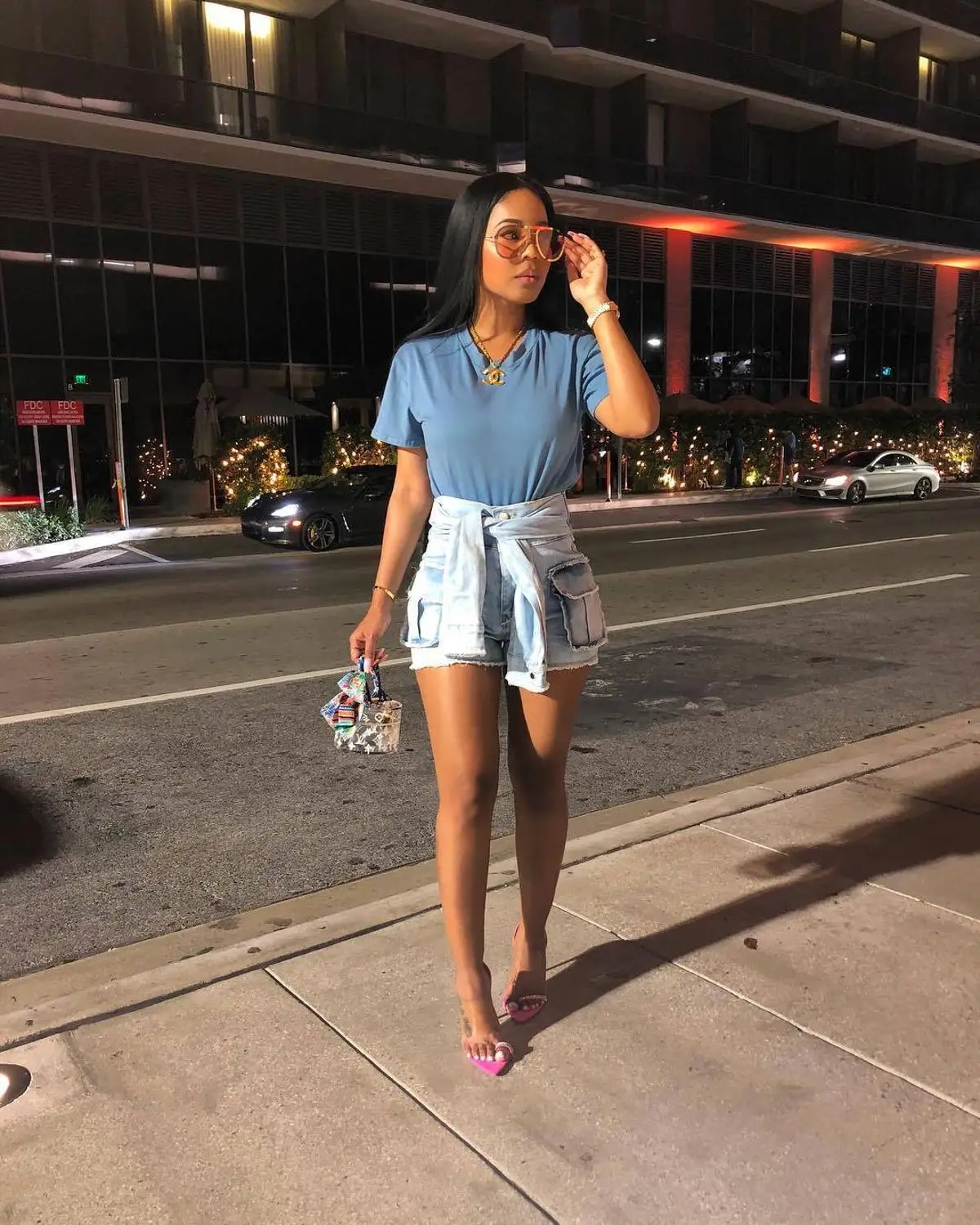 Женские синие джинсовые шорты с высокой талией HGTE облегающие эластичные